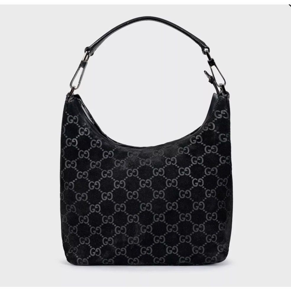 Gucci Abbey Black Suede Handbag With Dust Bag